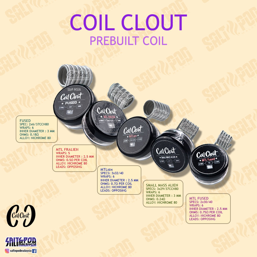 PREBUILT COIL : COIL CLOUT USA CLAPTON COIL RBA