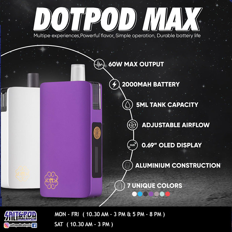 DOTMOD : DOTPOD MAX 60W POD / DOTPOD MAX CARTRIDGE / DOTPOD MAX TANK EMPTY