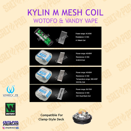 VANDYVAPE : KYLIN M MESH COIL WIZVAPOR BEEPER AIO MESH COIL